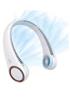 Buy 3 Speed Adjustments Rechargeable, USB Powered Hands Free Bladeless 78 Air Outlets Portable Neck Fan (White) in UAE