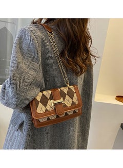 Buy British Style Casual Checkered Ladies Handbag for Women One Shoulder Crossbody Flap Chain Bag for Shopping Commute Travel and Dating in Saudi Arabia