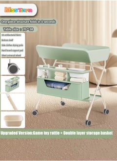 Buy Baby Diaper Changing Table, Foldable Infant Diaper Station with Wheels, Nursery Organizer for Newborns, Babies Dresser Changing Table with Storage Boxs, Strengthen Bottom and 3 Adjustable Heights in UAE