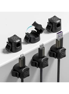 Buy Cable Clips Wire Holder Organizer for Charger Cables - Home Office Desk, Phone, Car, Wall, Desktop, Nightstand - Black in Saudi Arabia