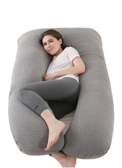 Buy U-Shaped Full Body Pillow Maternity Pillows (Dark Grey) in Saudi Arabia