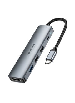 Buy BOROFONE DH14 Multi-function 5 in 1 USB-C / Type-C to HDMI, PD, USB 3.0, USB 2.0 x 2 HUB Adapter, Length:15cm(Metal Gray) in Saudi Arabia