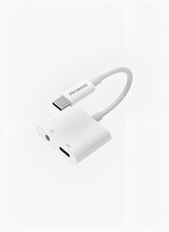 Buy Original Connection Type-C Charger And 3.5Mm Headphone Jack 2 In 1 For Devices That Use A Type-C Charger White Colour. in Saudi Arabia