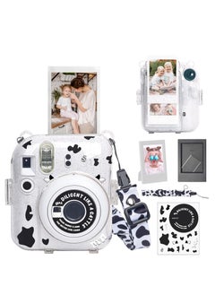 اشتري Clear Case with Photo Storage Pocket and Accessories for Fujifilm Instax Mini 12 Instant Camera,For Polaroid Mini 12 Clear Hard Case(Cow Style,Transparent) في السعودية