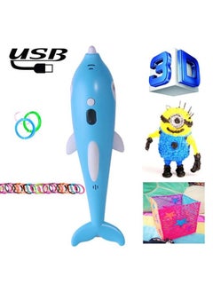 Buy Children 3D Printing Pen Low Temperature Intelligent Screen Display Voice Drawing Pen, Style:, Color: 33 Colors (Blue) in Saudi Arabia