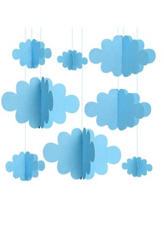 اشتري 16-Pack Fake Clouds for Ceiling, 3D Cloud Hanging Decorations, Artificial Cloud Props, Cloud Ornaments for Children Room, Nursery, Baby Baptism Party, Wedding, Stage Decor, Blue في السعودية