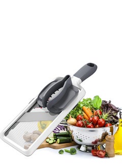 Buy Slicer For Kitchen Adjustable Vegetable Slicer With Food Holder Handheld Potato Slicer Simple&Handy Veggie Slicer Vegetable Cutter With Vegetable Peeler in Saudi Arabia