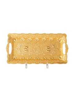 Buy Serving tray golden color size 37X17 cm in Saudi Arabia
