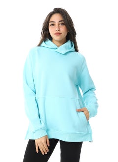 Buy Long Sleeves Slip On Fleeced Plain Hoodie _ Aqua in Egypt