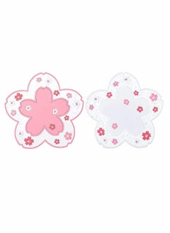 Buy Insulation Placemat, Sakura Cup Coaster, Decor Cup Placemat, Cute Kitchen Pot Bowl Pad Placemat, Table Cup Mat, Flower Pattern Mug Coasters for Drinks, Coffee, Tea (2 PCS, White, Pink) in UAE