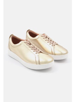 Buy Women Rally Sneaker Lace Up Casual Shoes, Gold in UAE