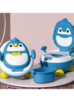 Buy Realistic Potty Training Toilet with Cleaning Tray, for Toddlers and Children, Cartoon Duck Design, Yellow/Blue in Egypt