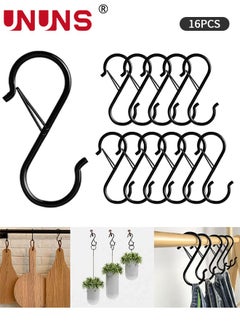 Buy S-Shaped Hooks,16pcs Hanging Rust-Proof S Hooks With Safety Buckle Design,Heavy Duty S Shaped Hooks For Hanging Plants Coffee Cups Pots And Pans Clothes Bags In Kitchen Bathroom in UAE