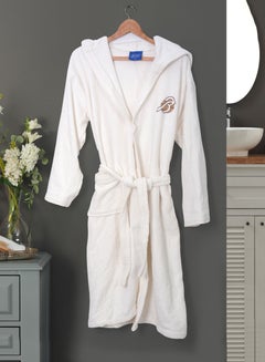 Buy Cotton bathrobe with a pocket &head cap for unisex, 100% Egyptian cotton, ultra-soft, highly water-absorbent, color-fast and modern, ideal for daily use, resorts and spas2XL in UAE