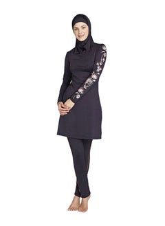 Buy Muslim Flower Printed  Swimwear Black in UAE