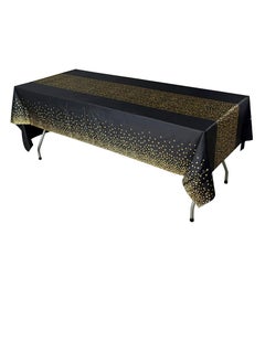 Buy Black Gold Plastic Tablecloths,108”x54” Gold Dot Rectangular Table Covers Thickening Waterproof Plastic Tablecloth for Picnic Wedding Birthday Shower Party Decoration in Saudi Arabia