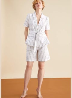 Buy Paperbag Fit Striped High Waist Bermuda Shorts in UAE