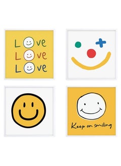 اشتري 4Pcs Kids Room Canvas Art Set - Smiley Face Prints for Nursery & Bedroom Decor, Unframed 12x12" Posters, Perfect Baby Gifts في الامارات