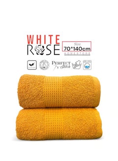 Buy 2 Pcs Towels Set – 100% Cotton, 450 GSM Quick Dry, Highly Absorbent Bath Sheets (70x140cm) in Saudi Arabia