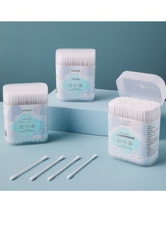 Buy Disposable Cotton Swabs Double Tipped Cotton Swab Spiral Head Multipurpose Safe Cleaning Sterile Sticks in UAE