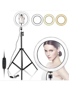Buy 10" Selfie Ring Light with 210CM Long Tripod Stand & Cell Phone Holder - Ring Light for iPhone Android, Light Stand for Live Stream/Makeup,Tik Tok,Instagram, YouTube Video Photography in UAE