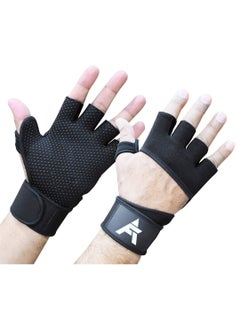 اشتري Professional Gym Gloves with Wrist Wrap, Full Palm Protection, Ultra Ventilated Exercise Gloves for Weightlifting, Workout, Cross Training, Cycling, Women & Men في السعودية