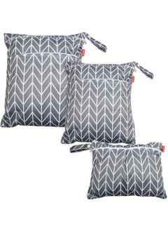 اشتري 3Pcs Travel Wet And Dry Bag With Handle For Cloth Diaper Pumping Parts Clothes Swimsuit And More Easy To Grab And Go Gray Arrows في الامارات