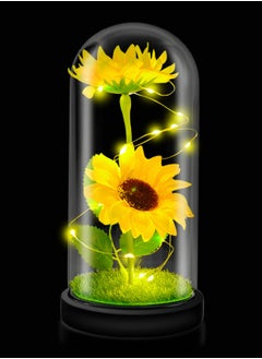 اشتري Sunflower Gifts for Women, Birthday Her, Sunflowers Artificial Flowers in Glass Dome في الامارات