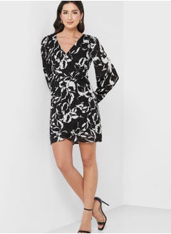 Buy Printed Surplice Neck Dress in UAE