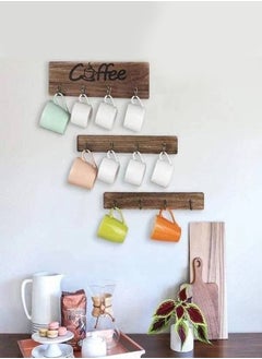 اشتري 3-Piece Wall-Hung Type Wooden Decorative Hook for Coffee Cups في الامارات