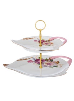 Buy Porcelain 2-tier cake and dessert stand with an attractive design in Saudi Arabia