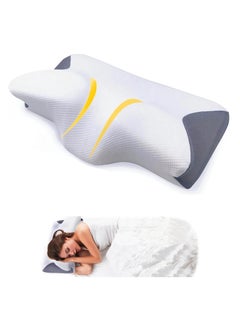Buy Tycom Contour Memory Foam Pillow for Sleeping Orthopedic Cervical Support for Neck Shoulder and Back Pain Relief Ergonomic Pillow for Side Back Stomach Sleepers Washable Pillowcase. in UAE