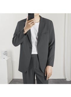 Buy Korean Style Casual Suit Set for Men Dark gray in UAE