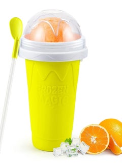 Buy Magic Quick Frozen Smoothies Cup, Cooling Cup, Double Layer Squeeze Slushy Maker Cup, Homemade Milk Shake Ice Cream Maker (Yellow) in Saudi Arabia