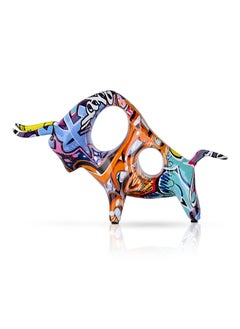 Buy Creative Bull, Abstract Splash Color Artwork Bullfighting Statue, Simple Colorful Bullfight Sculptures, Nordic Style, Hollow Lucky Feng Shui Head up Cow, Bow Head ox, Chinese Zodiac Statue Crafts in UAE