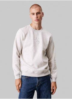 Buy Men's  Monogram Fleece Sweatshirt , Grey - Cotton Blend in Saudi Arabia