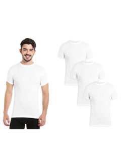 Buy MEN'S O-NECK COTTON UNDERSHIRT (PACK OF 3) - WHITE in UAE