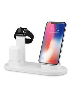 Buy 3 In 1 Wireless Charging Stand Charging Dock Station White in Saudi Arabia