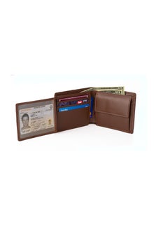 Buy RFID Blocking Genuine Leather wallet For Men Brown in Saudi Arabia