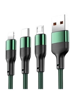 Buy Multi Charger Cable 3 in 1 Data Cable66W Nylon Braided Fast Charger Cable atible with  iPhType C Micro USB with Most PhsTablets iPhSamsungGalaxy Etc Green) in Saudi Arabia