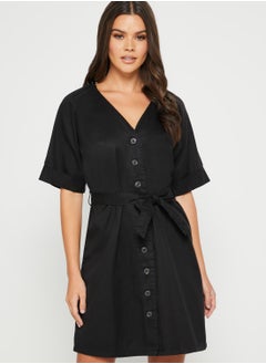 Buy Button Down Belted Shirt Dress in Saudi Arabia