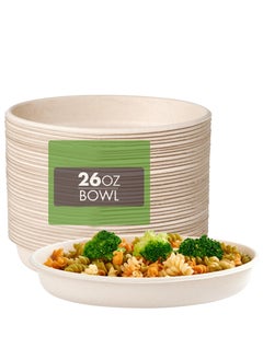 Buy 50 Pack Paper Bowls, 26 OZ Disposable Biodegradable Compostable Bowls Bulk, Microwavable Eco-friendly Bagasse Bowls, Heavy-duty Bowls Perfect for Milk Cereals, Snacks, Salads, Sauce, Ice Cream in Saudi Arabia