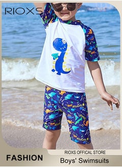 Buy Toddlers Boys 2 Piece Rash Guard Swimsuits Set Swimsuit With Bathing Cap Bathing Cap And Earplug(Pack Of 4) in Saudi Arabia