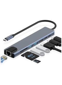 Buy USB C Hub, 8 in 1 Type C Hub Multiport Adapter with 4K HDMI, PD Power Delivery, USB-C, Ethernet, 2 USB, SD/TF Card Reader Compatible with Mac Book Pro XPS and More Type C Devices in UAE