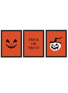 Buy set of 3, Halloween Scary Pumpkin Framed Poster 50x40cm - Spooky Halloween Wall Art Decor for Kids' Rooms, Home, Nursery, or Party -  Halloween Decoration Gift in UAE