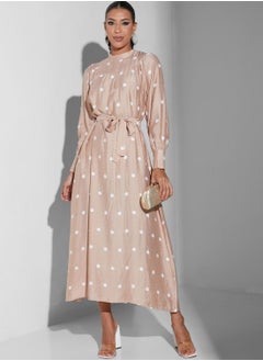 Buy Polka Dot Belted Dress in Saudi Arabia