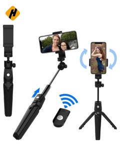 Buy Selfie Stick Bluetooth Selfie Stick Tripod Selfie Stick Wireless Remote Shutter with Expandable Portable Monopod for Photography (Color: Black, Size: One Size) in Saudi Arabia