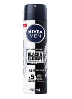 Buy NIVEA MEN Antiperspirant Spray for Men, Black & White Invisible Protection Original, 150ml in Saudi Arabia