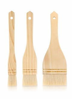 Buy 3 Pieces Hake Brush Paint Brushes Flat Hake Brushes Hake Paint Brush Artist Wooden Handle Art Supplies Watercolor Brush Goat Hair Set Sheep Bristles for Wash Ceramic and Pottery in UAE