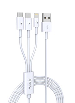 Buy 3-in-1 smart series cable 1.2 meters long from Divia - white (EC141-WH), high quality pure copper wire: maximum 1A support, high charging efficiency, fast transfer. in Saudi Arabia